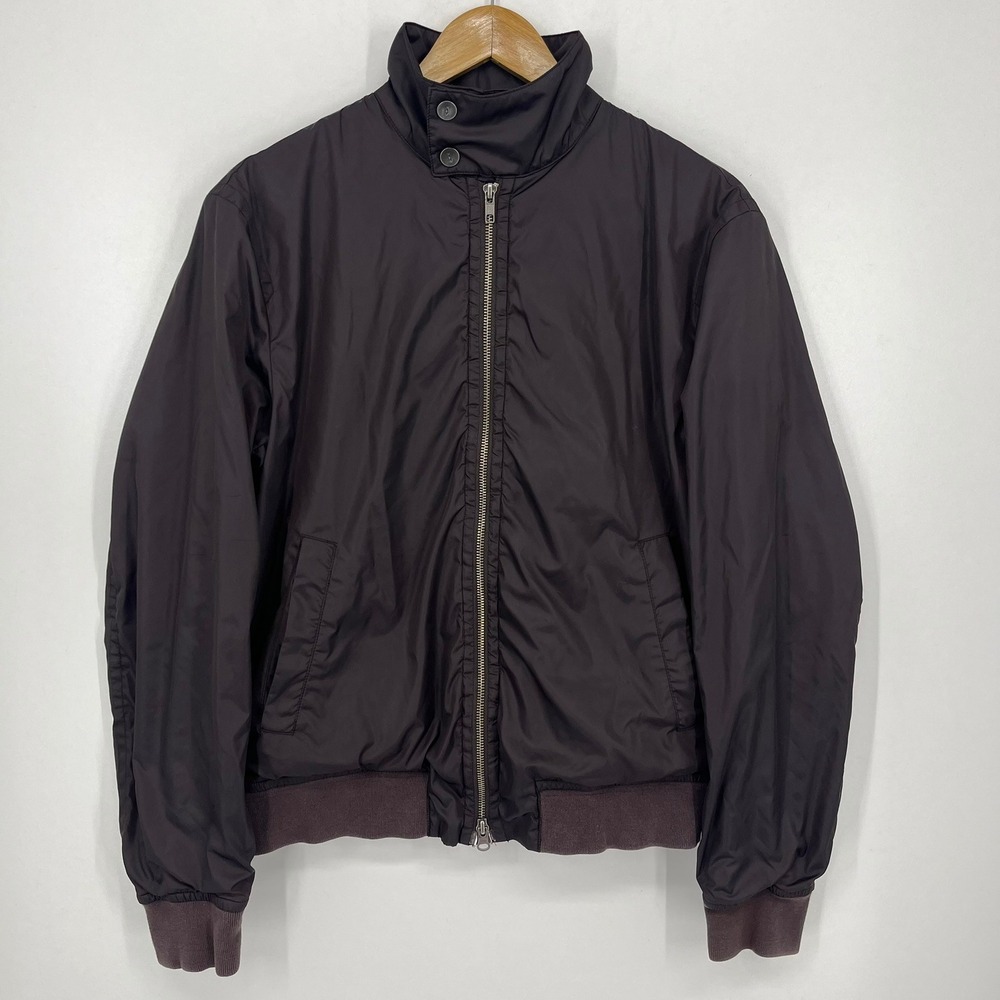 John Varvatos Mens Bomber Jacket Dark Plum Purple Nylon Mock Neck Size S